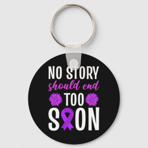 Overdose No Story Should End Too Soon Purple Ribbo Key Ring