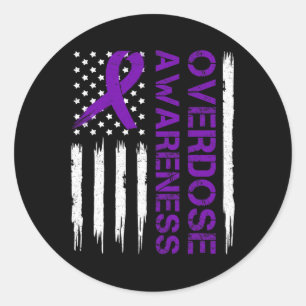 Overdose Pruple Ribbon Opioid Overdose Awareness 1 Classic Round Sticker