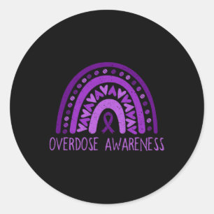 Overdose Rainbow Drug Addiction Recovery Purple Ri Classic Round Sticker