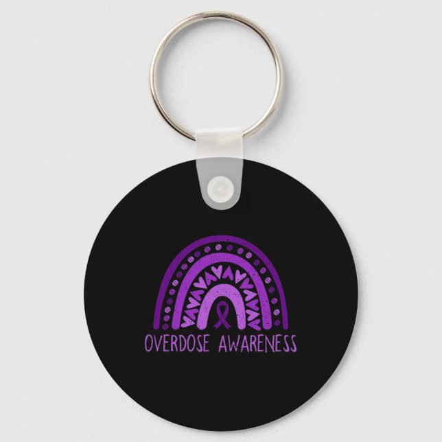 Overdose Rainbow Drug Addiction Recovery Purple Ri Key Ring (Front)