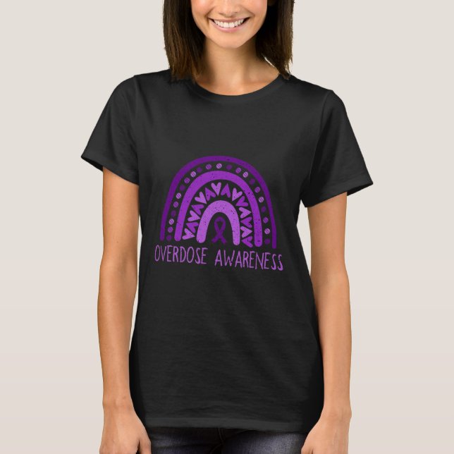 Overdose Rainbow Drug Addiction Recovery Purple Ri T-Shirt (Front)