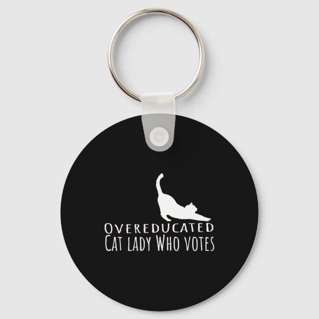 Overeducated Cat Lady Who Votes For Kamala Harris  Key Ring (Front)