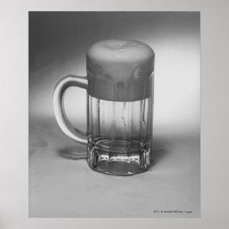 Overflowing beer glass poster