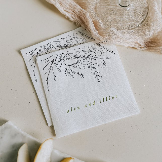 Overflowing Bouquet Wedding Napkin (Overflowing bouquet wedding paper napkins.)