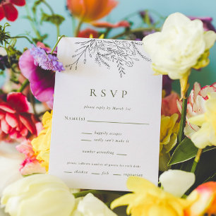 Overflowing Bouquet Wedding Vertical RSVP Cards