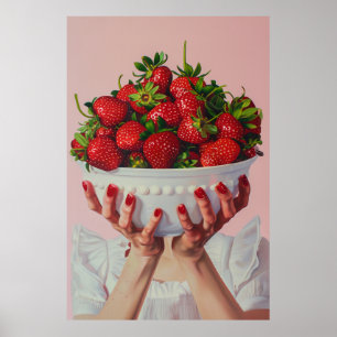 Overflowing Bowl of Strawberries  Poster