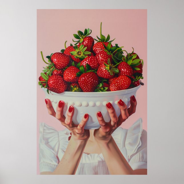 Overflowing Bowl of Strawberries  Poster (Front)