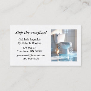 Overflowing Toilet For a Plumbing Business Business Card