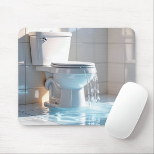 Overflowing Toilet In a White Bathroom Mouse Mat