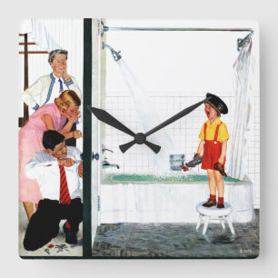 Overflowing Tub Square Wall Clock
