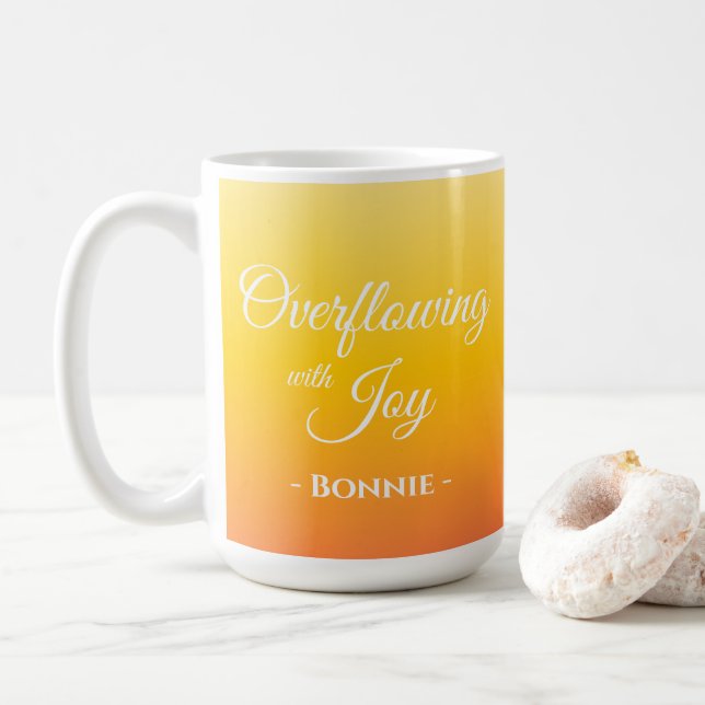 Overflowing with Joy Personalised Christian Coffee Mug (With Donut)