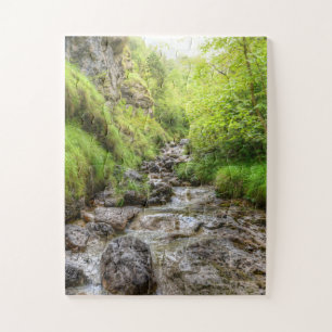 Overgrown Shallow Creek Waterfall Jigsaw Puzzle