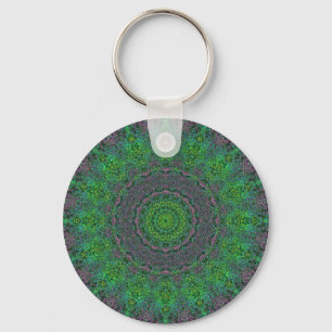 Overgrowth Green Abstract Mandala Keychain