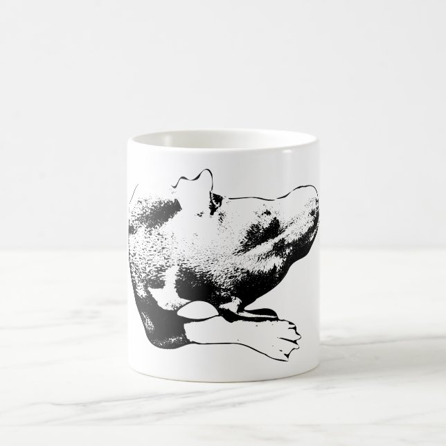 Overhead Calm—Pitbull Mix with Paw Coffee Mug (Center)