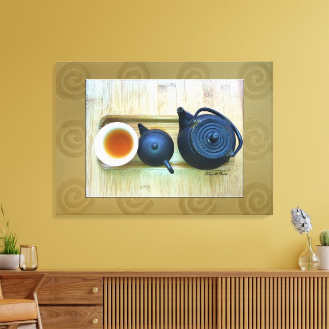 Overhead Still Life Vintage Tea Setting Photograph Canvas Print (Insitu(LivingRoom))