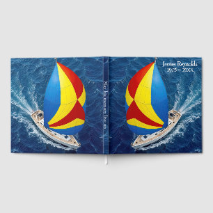 Overhead View Of a Sailboat for Memorial Service Guest Book