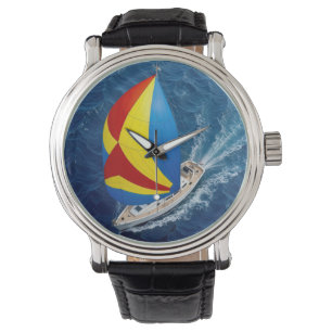 Overhead View Of a Sailing Yacht With Spinnaker Watch