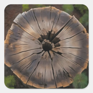overhead view tree stump square sticker