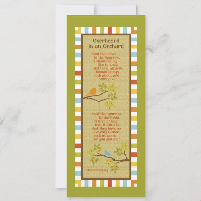Overheard in an Orchard (Robin & Sparrow) Bookmark (Front)
