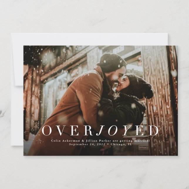 Overjoyed holiday horizontal photo save the date (Front)