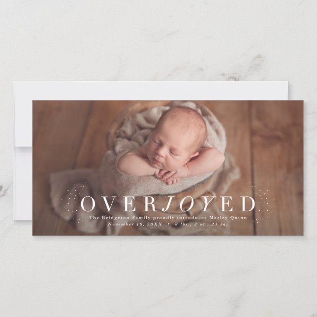 Overjoyed holiday photo birth announcement (Front)