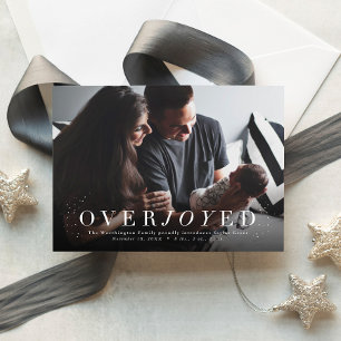 Overjoyed holiday photo birth announcement