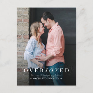 Overjoyed holiday pregnancy announcement postcard