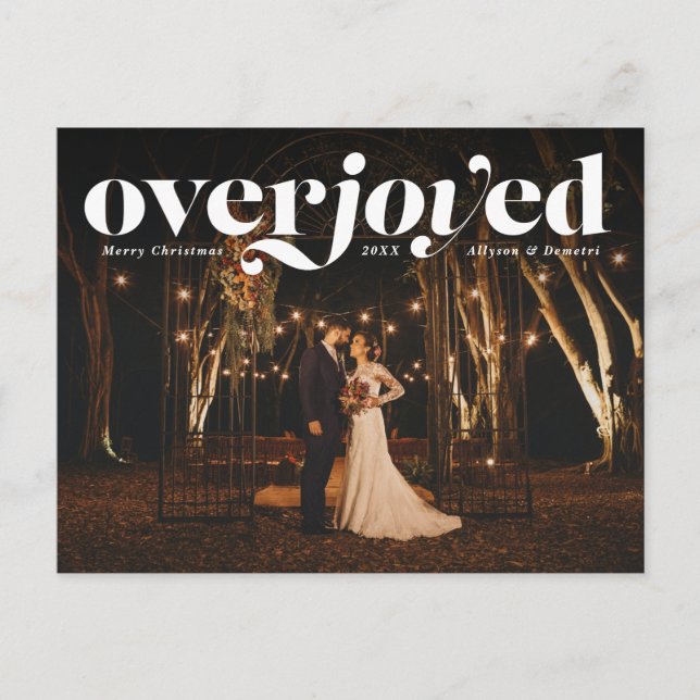 Overjoyed holiday wedding photo announcement (Front)