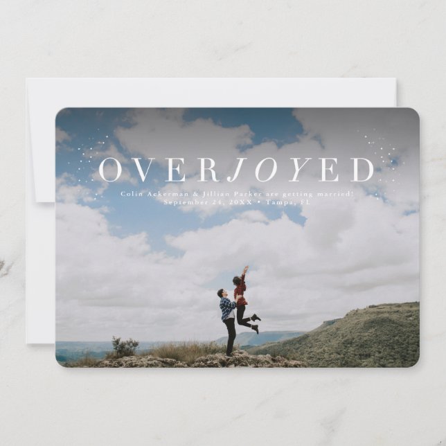 Overjoyed save the date holiday photo card (Front)