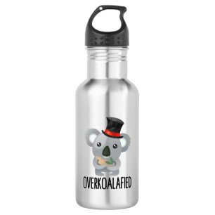 Overkoalafied Pun Cute Koala in Top Hat 532 Ml Water Bottle