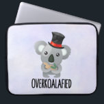 Overkoalafied Pun Cute Koala in Top Hat Laptop Sleeve<br><div class="desc">A laptop sleeve a funny and humourous design with an illustration of a cute koala wearing a black top hat with the typography text below which says overkoalafied.</div>
