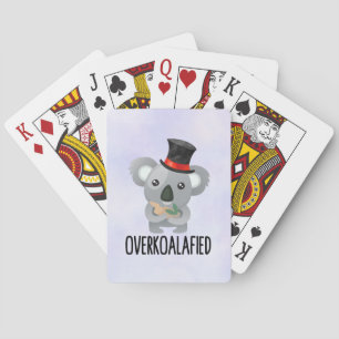 Overkoalafied Pun Cute Koala in Top Hat Playing Cards