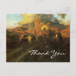 Overland Trail by Frank Tenney Johnson, Thank You Postcard