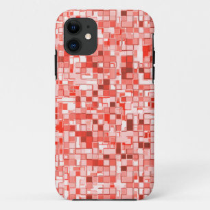 Overlap of small squares, tones of coral or red iPhone 11 case