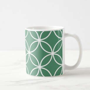 Overlappin Circles Sage Green White Pattern Coffee Mug