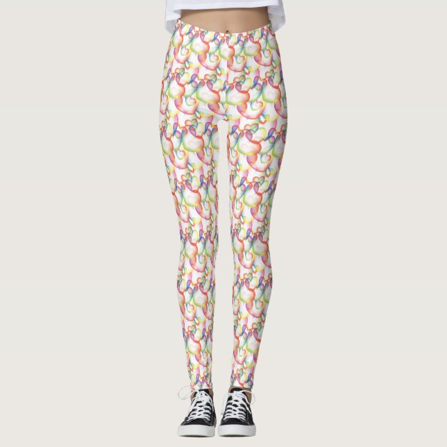 Overlapping Abstract Hearts Pattern Leggings (Front)