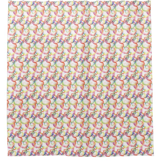 Overlapping Abstract Hearts Pattern Shower Curtain (Front)