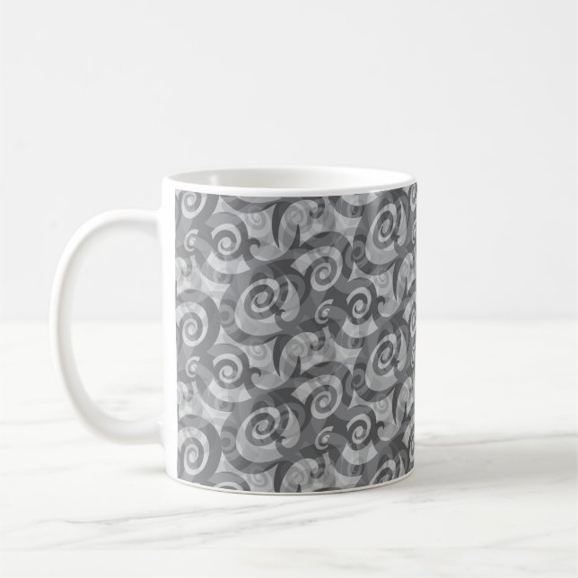 Overlapping Abstract Spirals Pattern Coffee Mug (Left)
