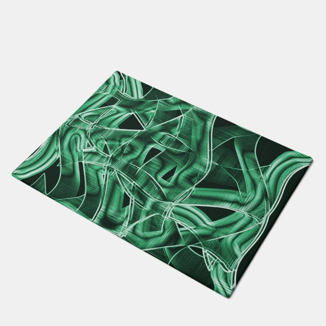 Overlapping and crossed green acrylic cutouts doormat (Angled)