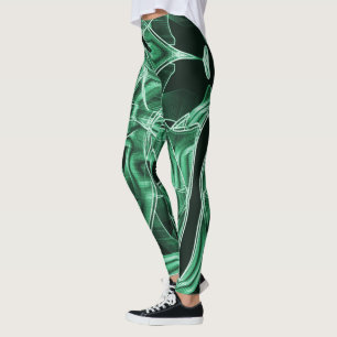 Overlapping and crossed green acrylic cutouts leggings