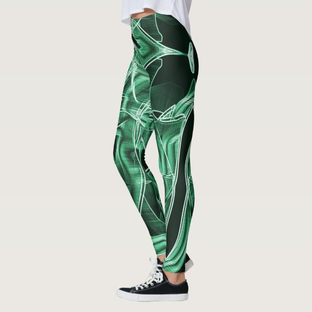 Overlapping and crossed green acrylic cutouts leggings (Left)