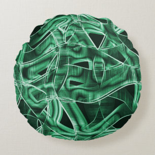 Overlapping and crossed green acrylic cutouts round cushion