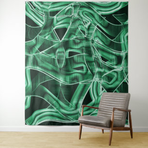Overlapping and crossed green acrylic cutouts tapestry