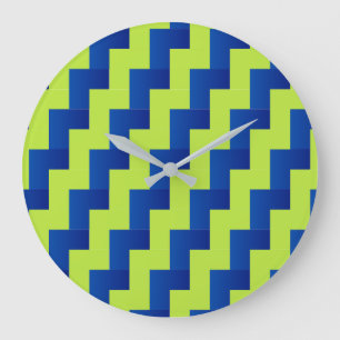 Overlapping Blue and Green  Large Clock