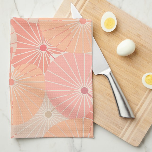 Overlapping Chinese Fans Tea Towel (Quarter Fold)