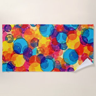 Overlapping Circles Color Chaos Art Beach Towel