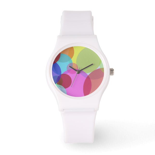 Overlapping Circles Colourful Abstract Art Watch (Front)