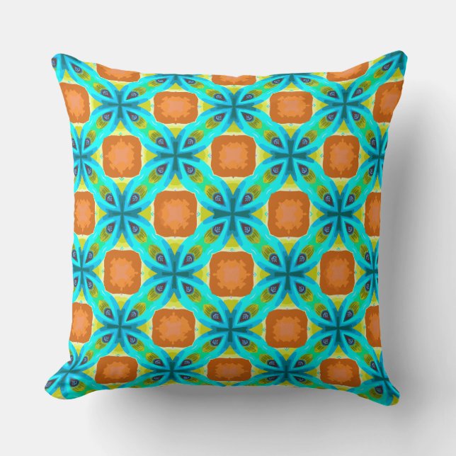 Overlapping Circles of Teal Colours  Cushion (Front)