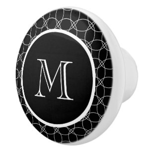 Overlapping Circles Personalised Monogram Ceramic Knob