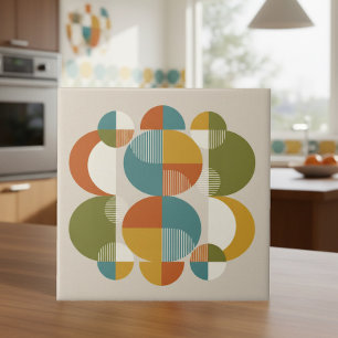 Overlapping Circles Pop Art Mid-Century #3 ID1224 Tile